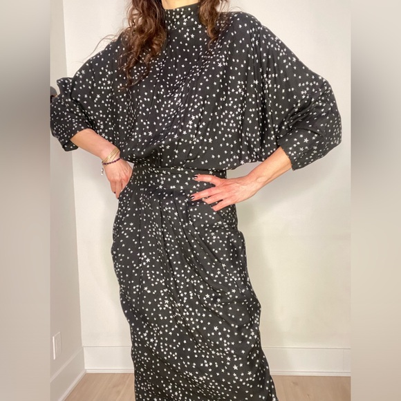 Whimsy-witchy celestial stars retro Vintage 80’s PRISTINE bat wing sexy dress - Picture 14 of 14